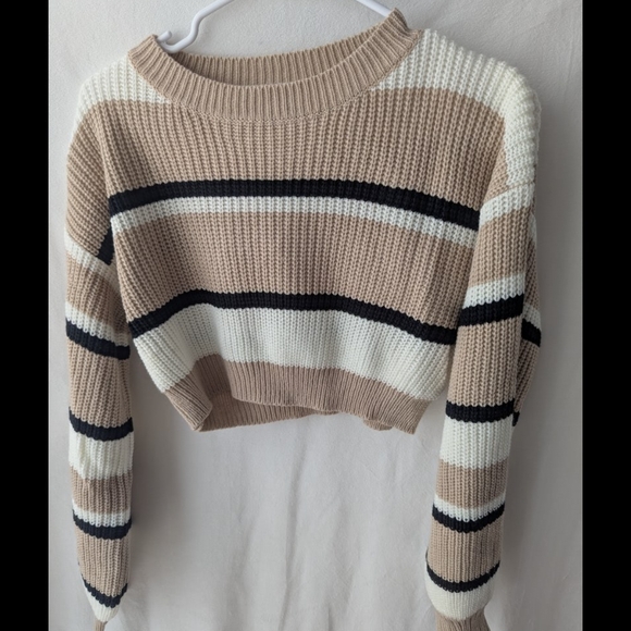 Sincerely Jules Tan and Cream Striped Sweater - Picture 3 of 3
